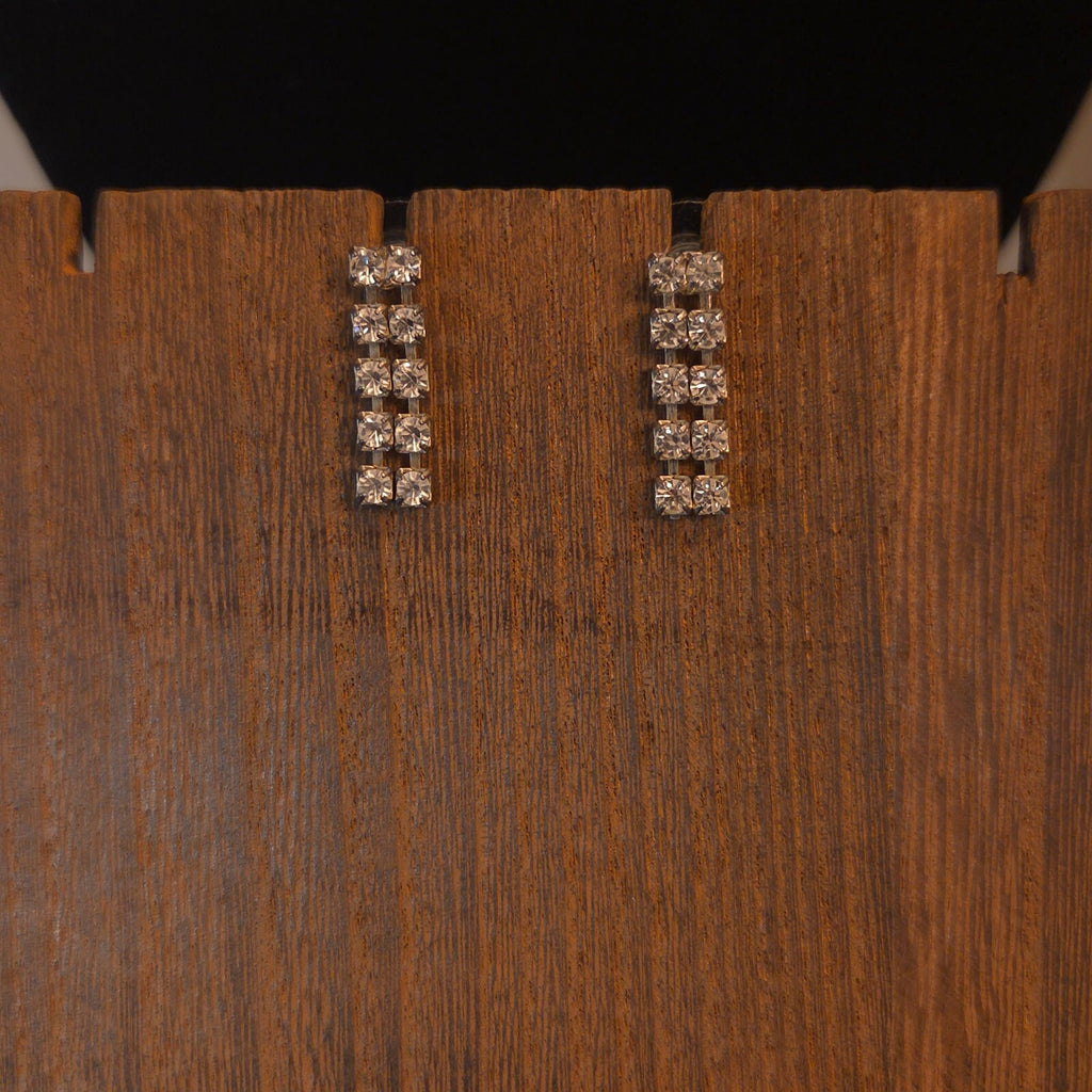 Double Drop Rhinestone Post Earrings
