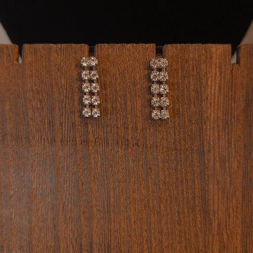 Double Drop Rhinestone Post Earrings