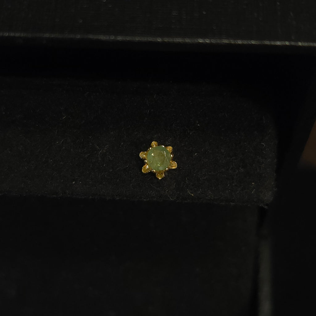 Gold-Tone Green Stone Stud Earrings