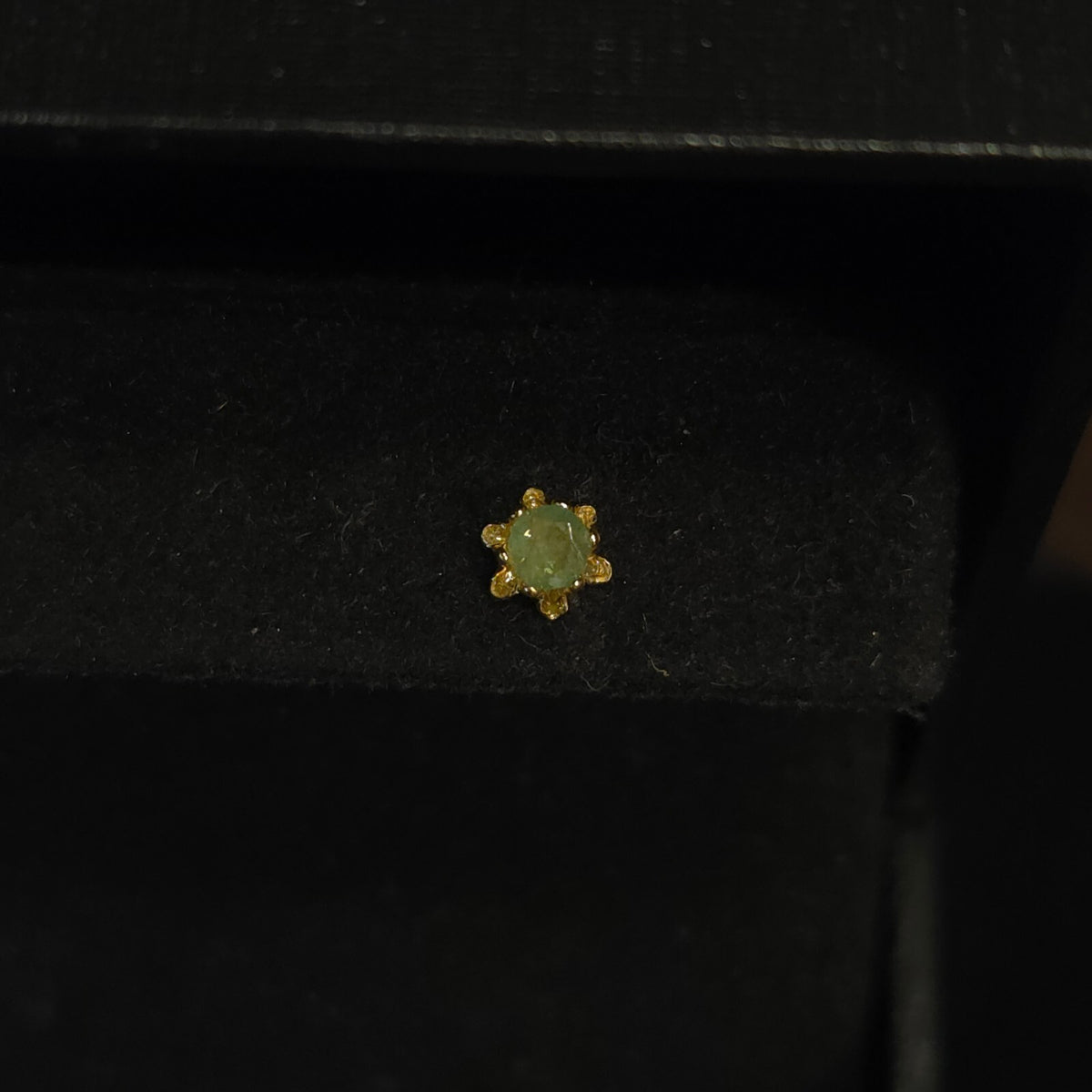 Gold-Tone Green Stone Stud Earrings