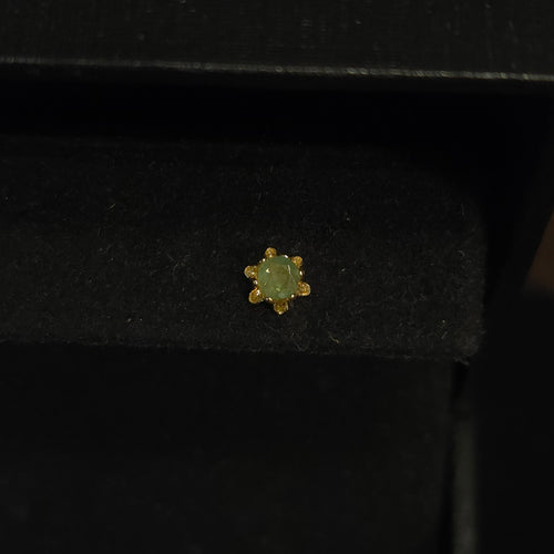 Gold-Tone Green Stone Stud Earrings