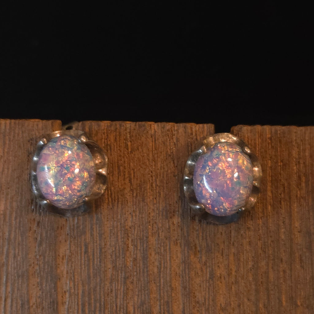Sterling Silver Opal Stud Earrings