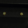 Gold-Tone Green Stone Stud Earrings