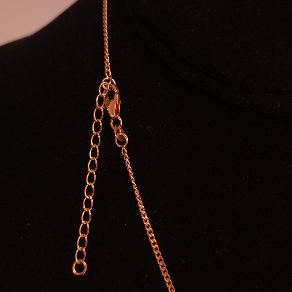 D'Joy 20" Rose Gold over SS Ruby Heart CZ Necklace