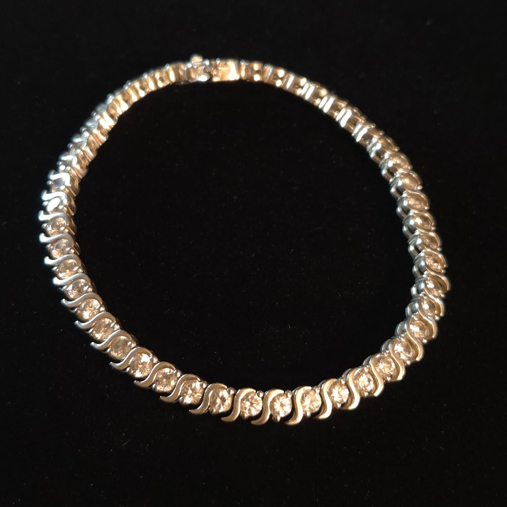Vintage 7 1/2" Sterling Silver S-Link Tennis Bracelet