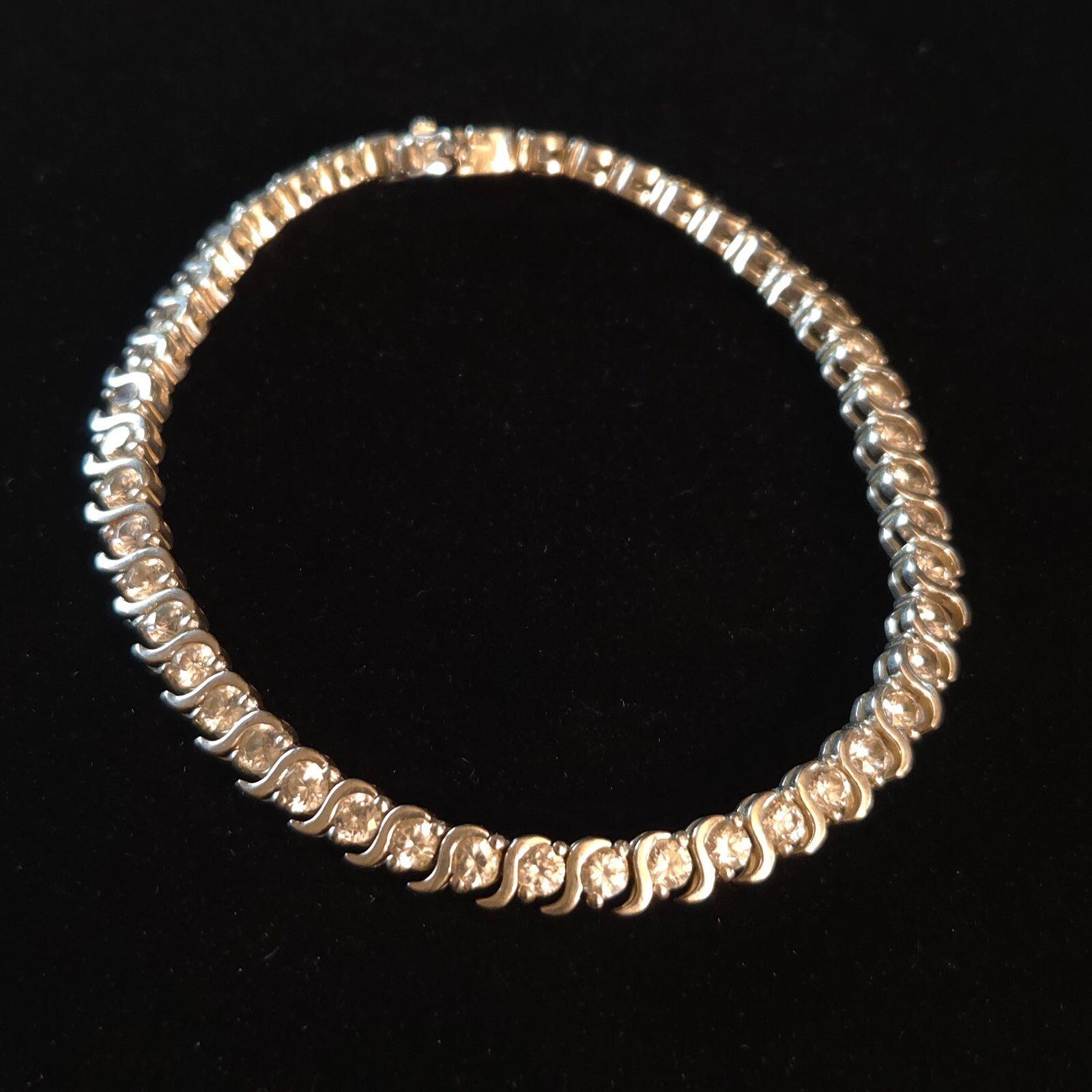 Vintage 7 1/2" Sterling Silver S-Link Tennis Bracelet