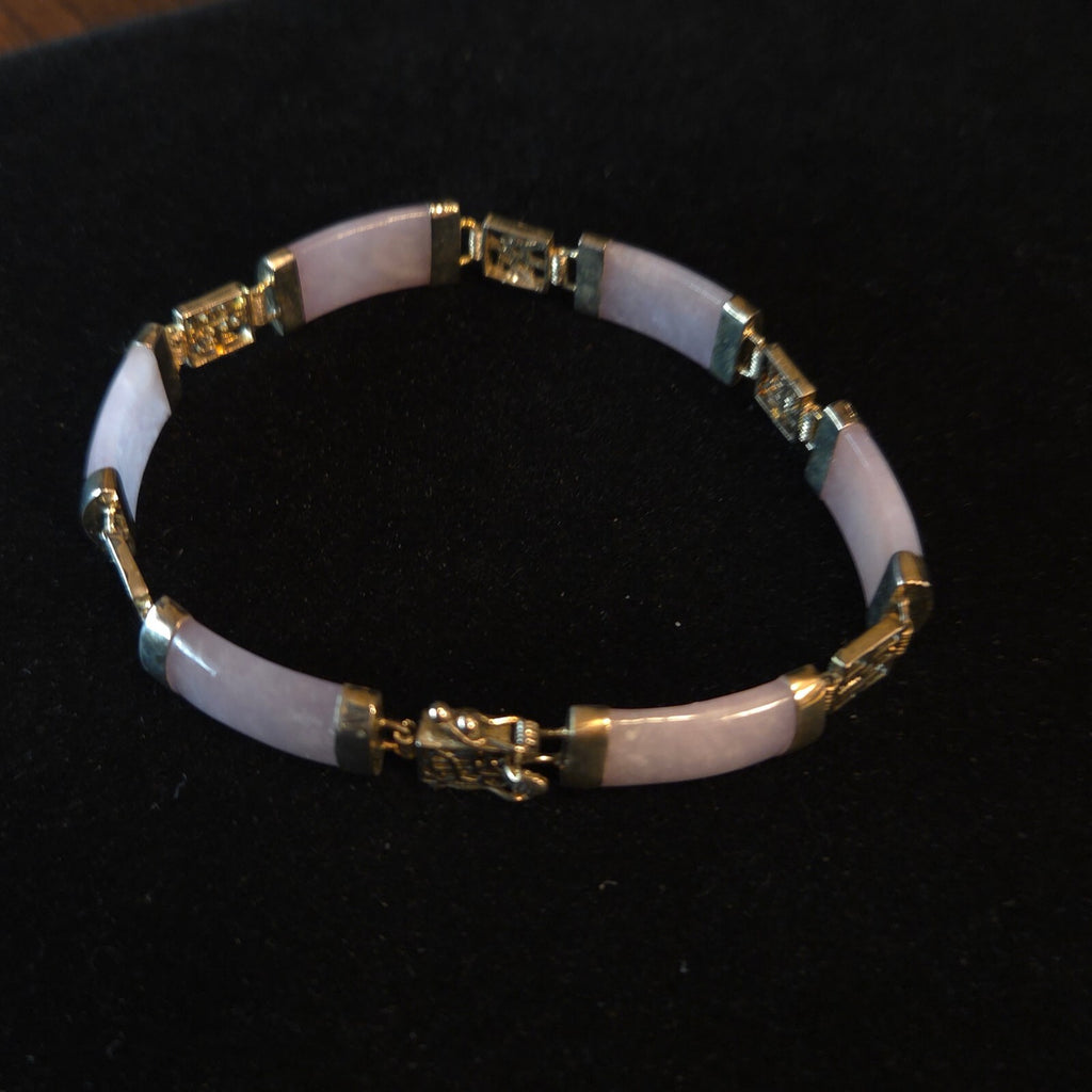 Vintage Gold over Sterling Silver Lavender Jade Bracelet