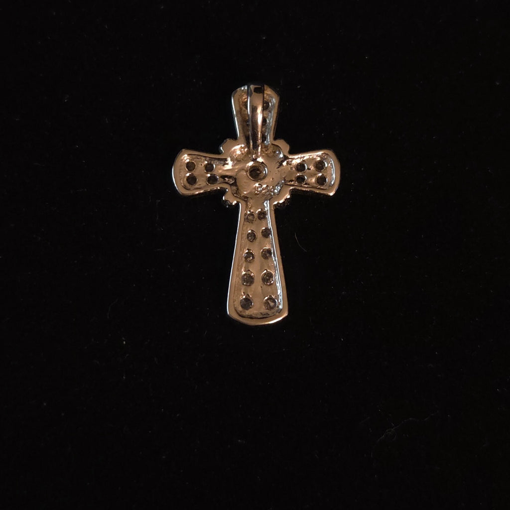 Sterling Silver 7/8" CZ Cross Pendant