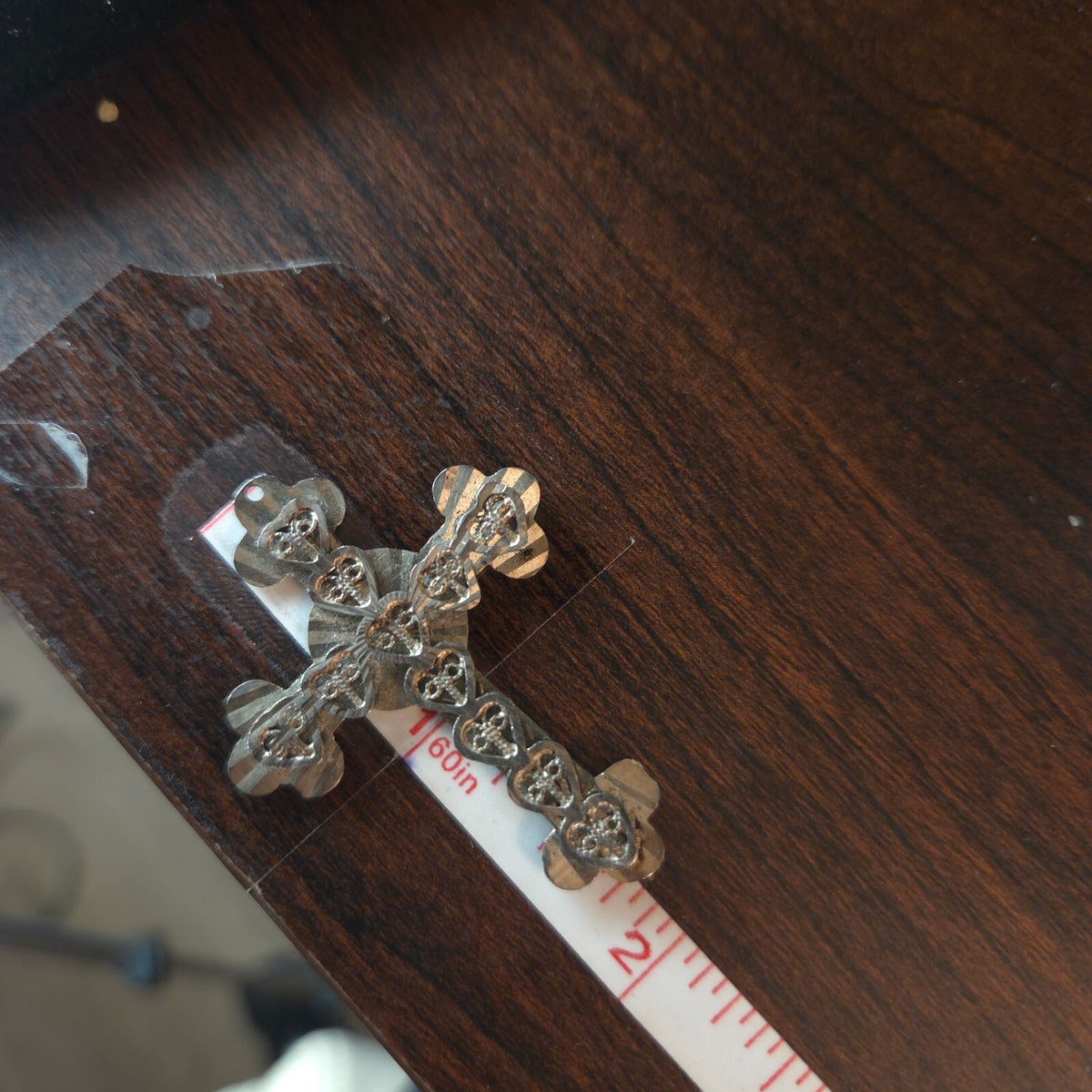 Sterling Silver 1 3/4" Fancy Cross with Filigree Hearts