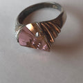 Vintage Size 6 Sterling Silver Pink Tourmaline Unique Ring