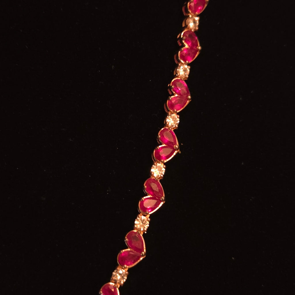 D'Joy 20" Rose Gold over SS Ruby Heart CZ Necklace
