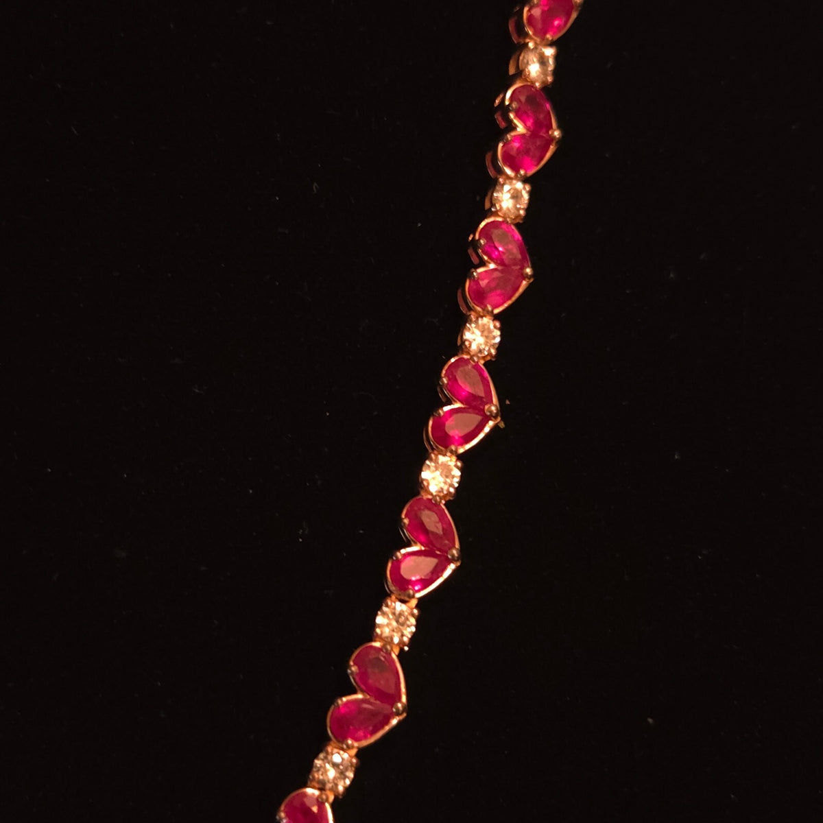 D'Joy 20" Rose Gold over SS Ruby Heart CZ Necklace