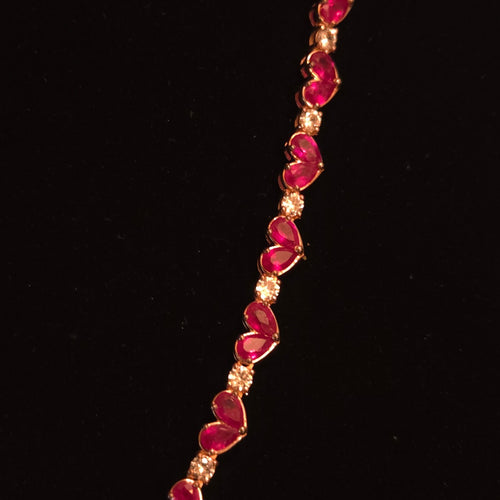 D'Joy 20" Rose Gold over SS Ruby Heart CZ Necklace