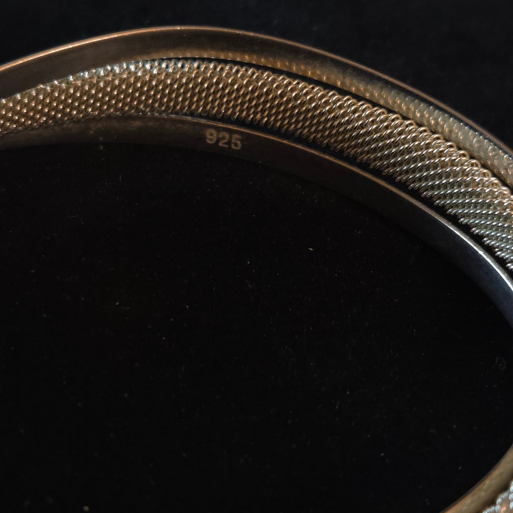 Sterling Silver 7" Mesh Twist Bangle Cuff Bracelet