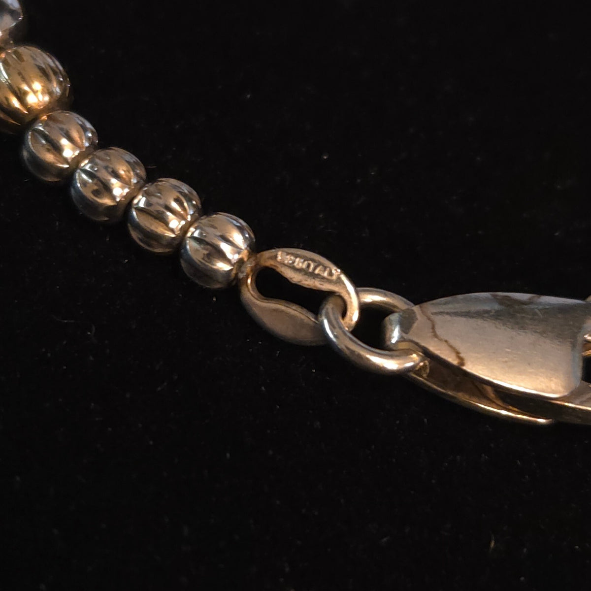 Sterling Silver and Gold 7 1/2" Beaded Bracelet