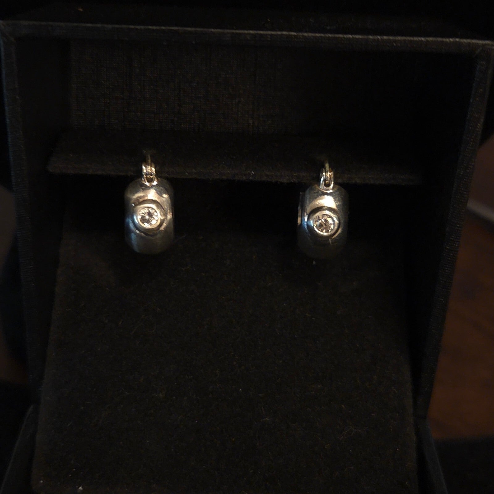 Vintage Sterling Silver CZ Hoops