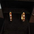 Gold over Sterling Silver Red CZ Earrings