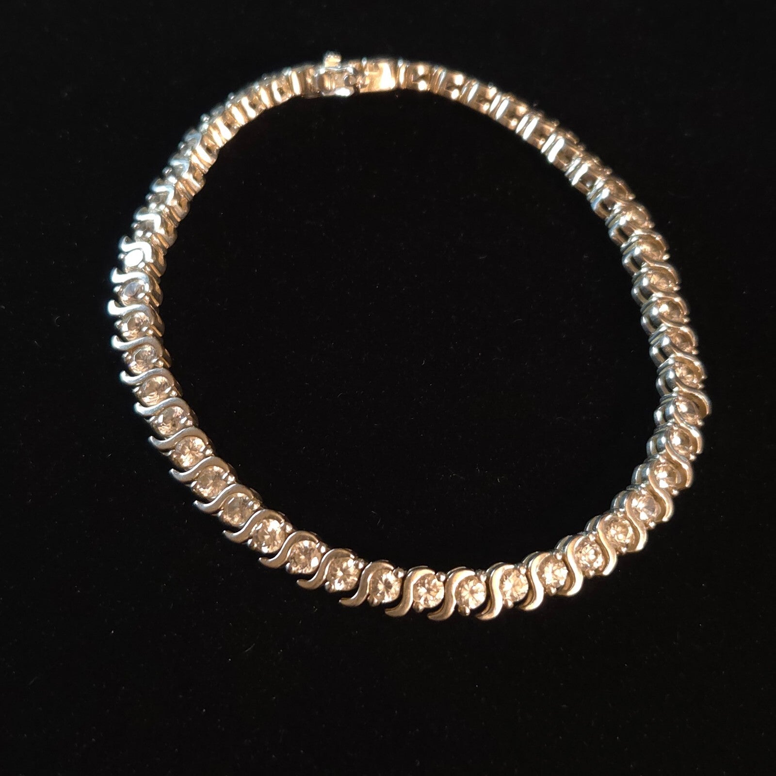 Vintage 7 1/2" Sterling Silver S-Link Tennis Bracelet