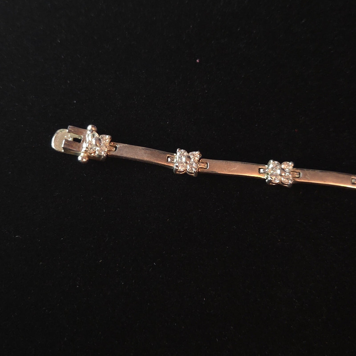 Vintage 7 1/4" Sterling Silver Floral Cluster Bracelet
