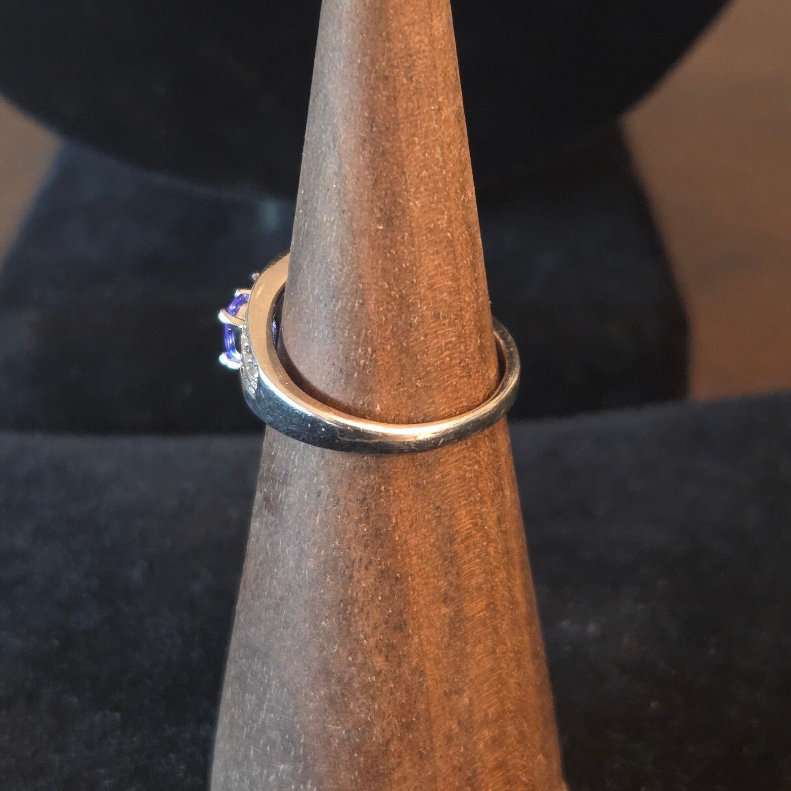 Silver Plated Cocktail Ring with Purple Stones