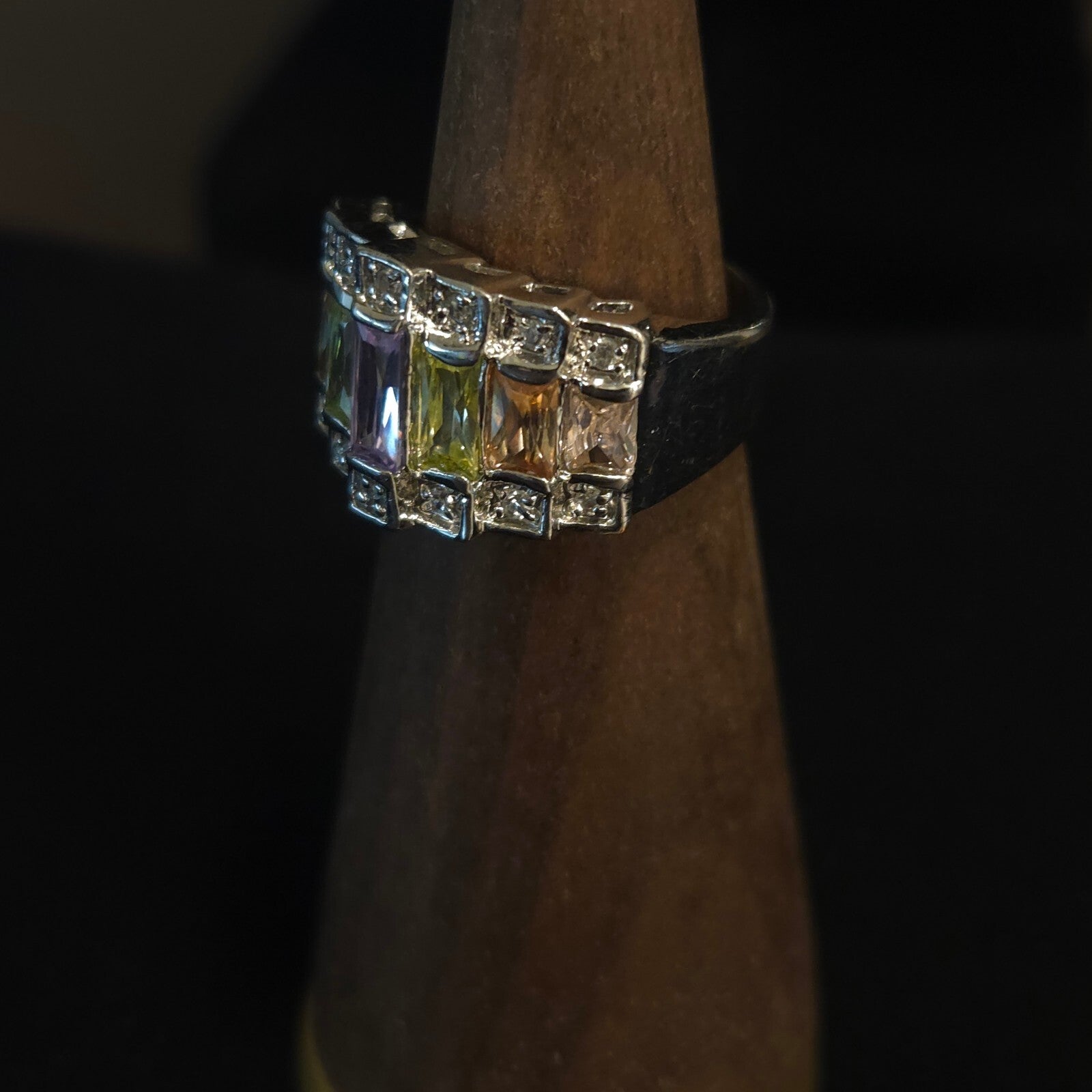 Vintage Size 6 18K GE Rainbow CZ Ring