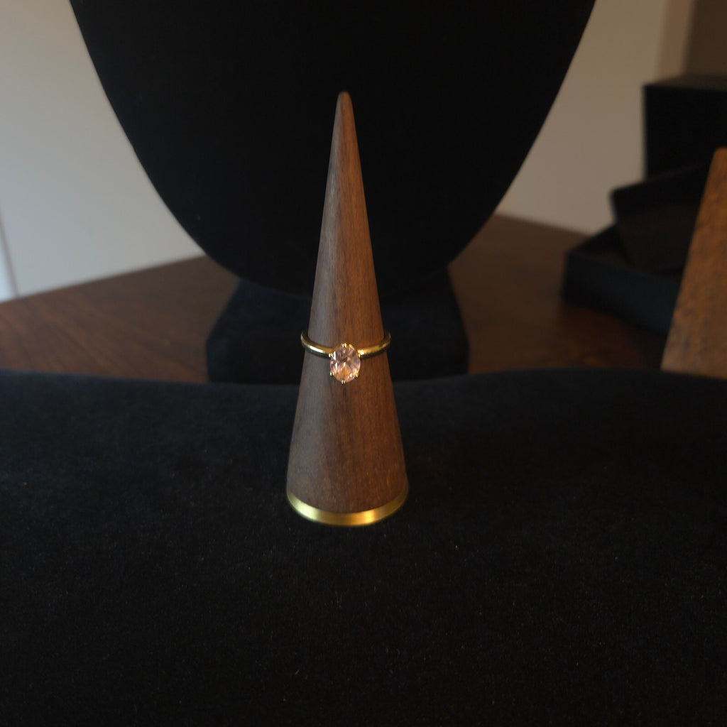 18K Gold Plated Ring with Pink Glass
