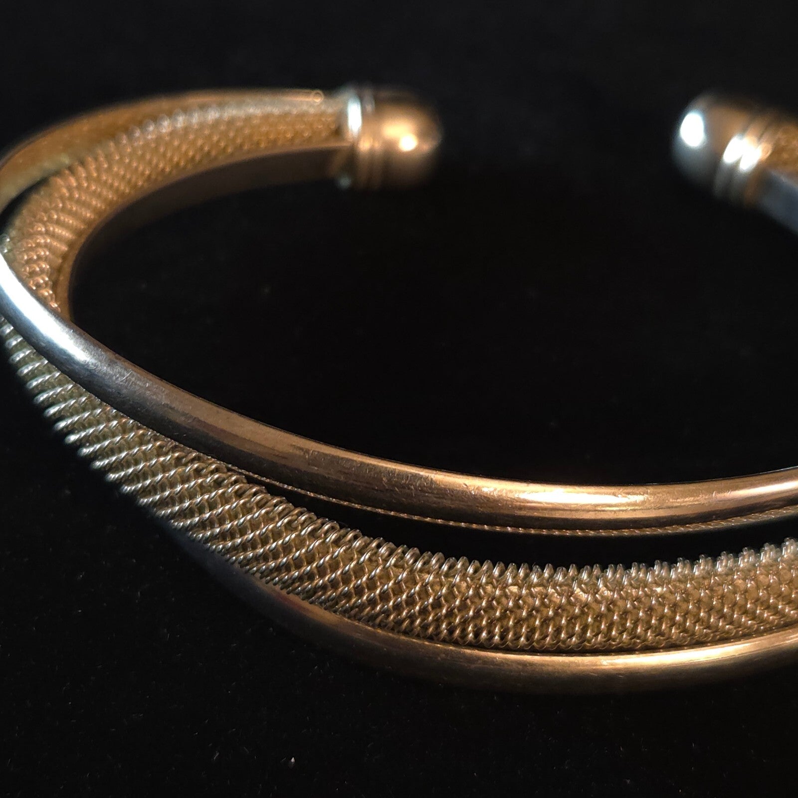 Sterling Silver 7" Mesh Twist Bangle Cuff Bracelet