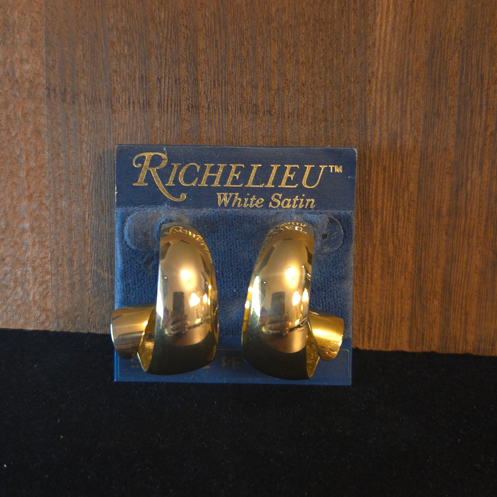 Richelieu White Satin Gold-tone Earrings