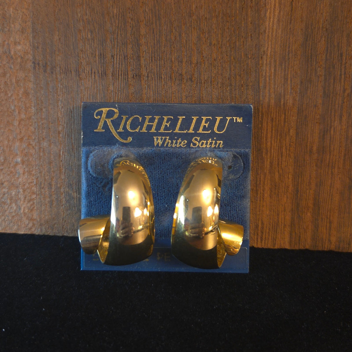 Richelieu White Satin Gold-tone Earrings