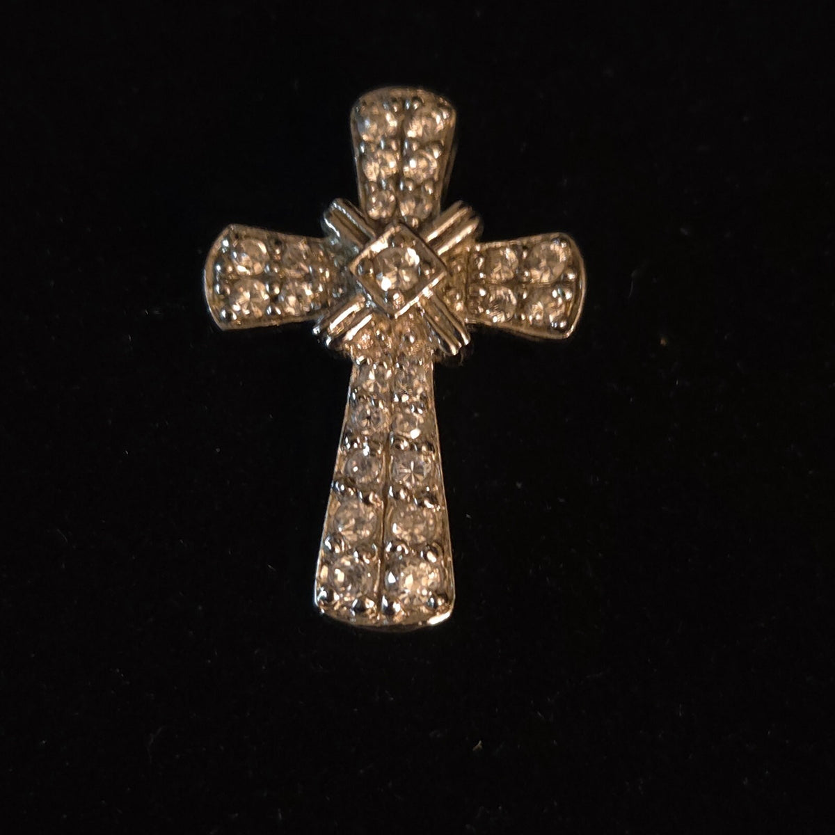 Sterling Silver 7/8" CZ Cross Pendant