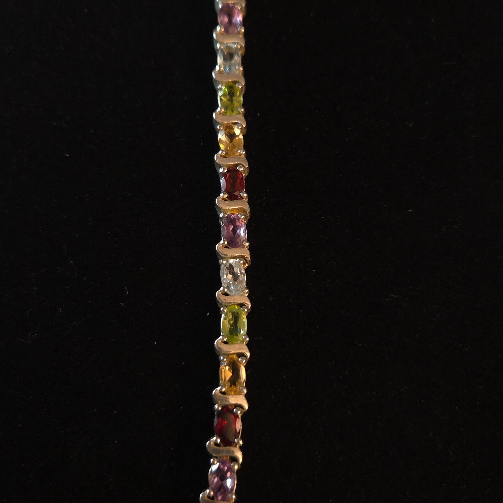 Vintage 7 1/2" Sterling Silver MultiGemstone Tennis Bracelet
