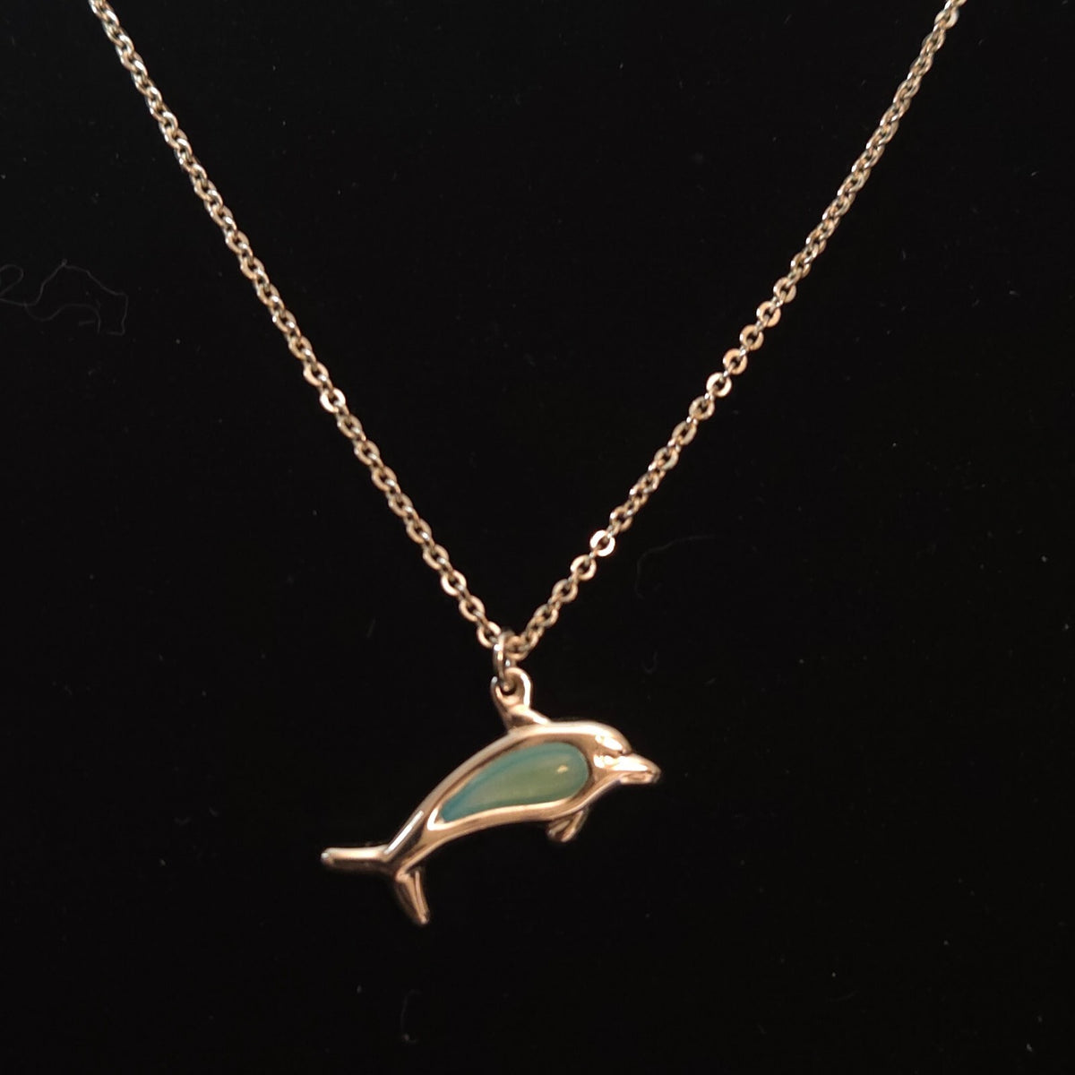 Silver-Tone 18" Blue Dolphin Pendant Necklace