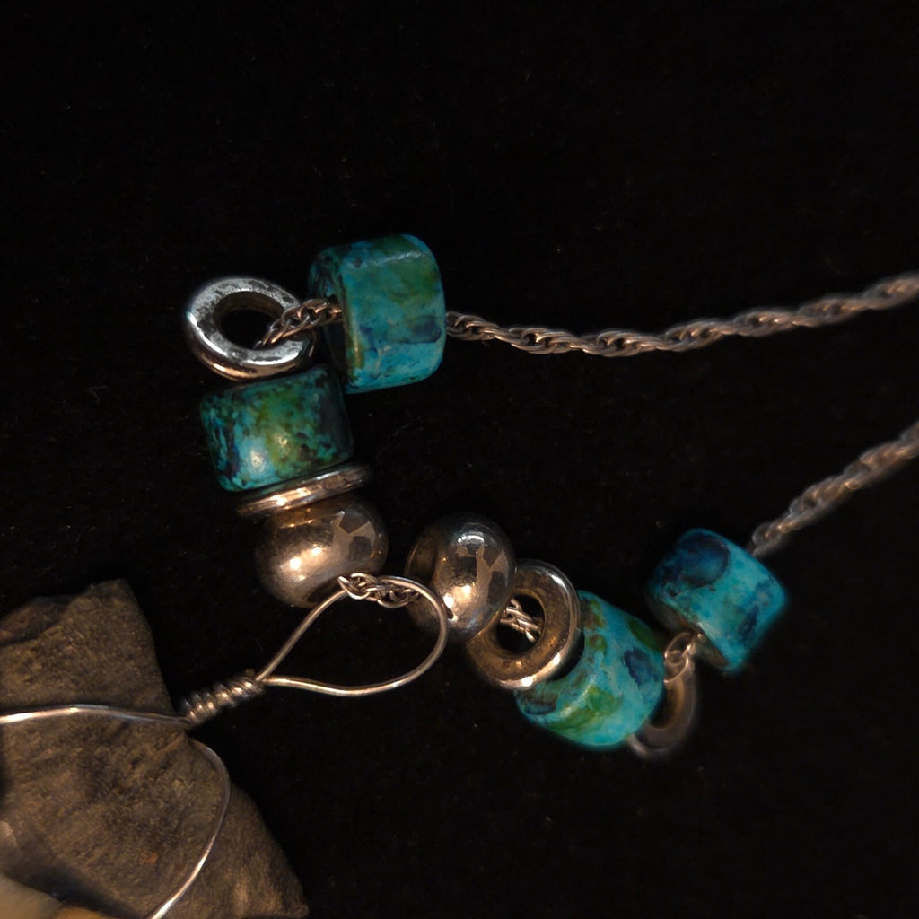 Sterling Silver 18" Turquoise & Sharks Tooth Necklace