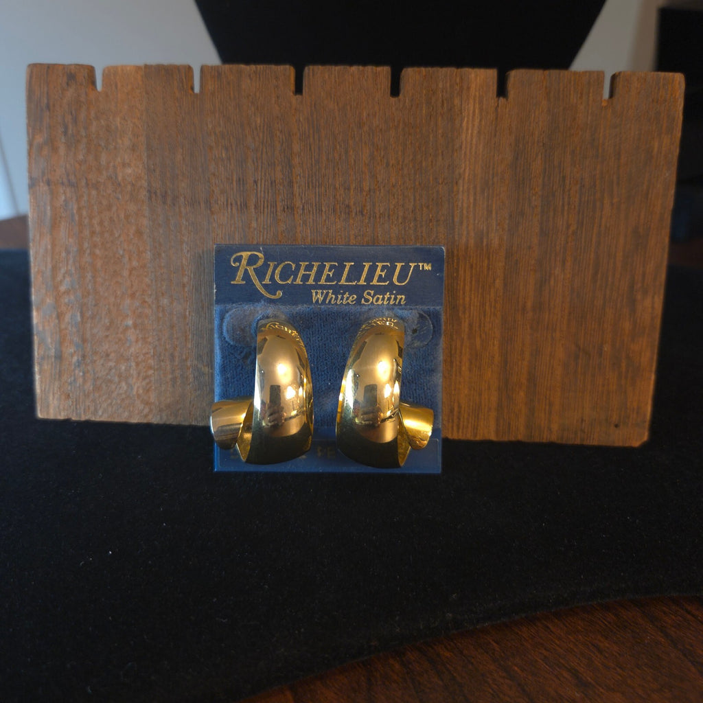 Richelieu White Satin Gold-tone Earrings