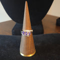Silver Plated Cocktail Ring with Purple Stones