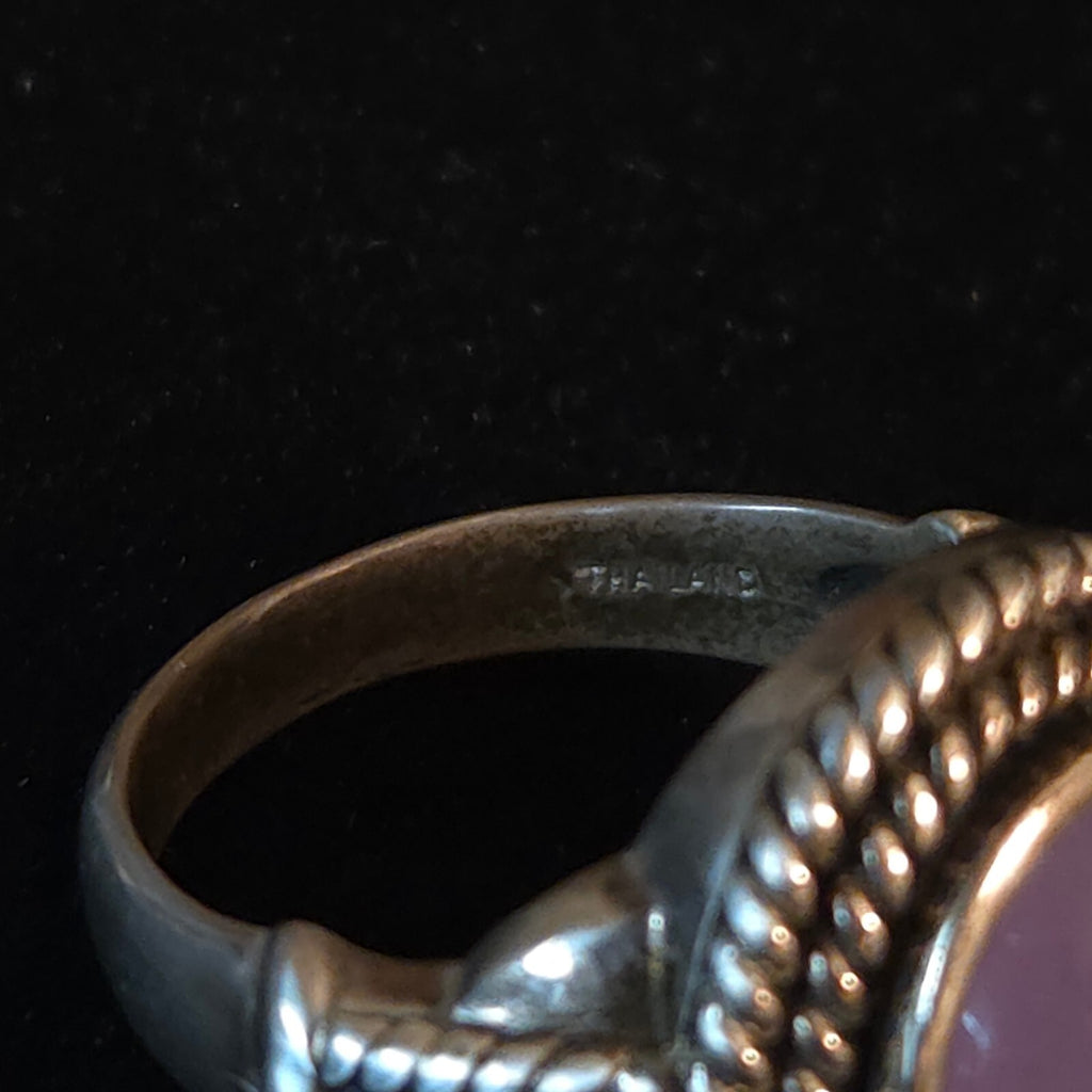 Vintage Size 8 Sterling Silver Lavender Jadeite Stone Ring