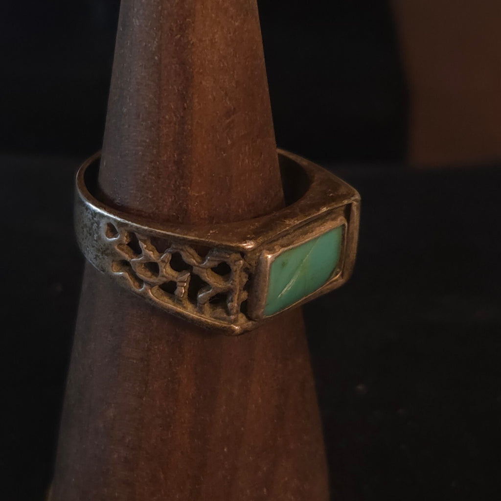 Vintage Size 10 Sterling Silver SW Turquoise Ring