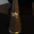 Vintage Size 7 14K HGE Ring with Brown Cats Eye