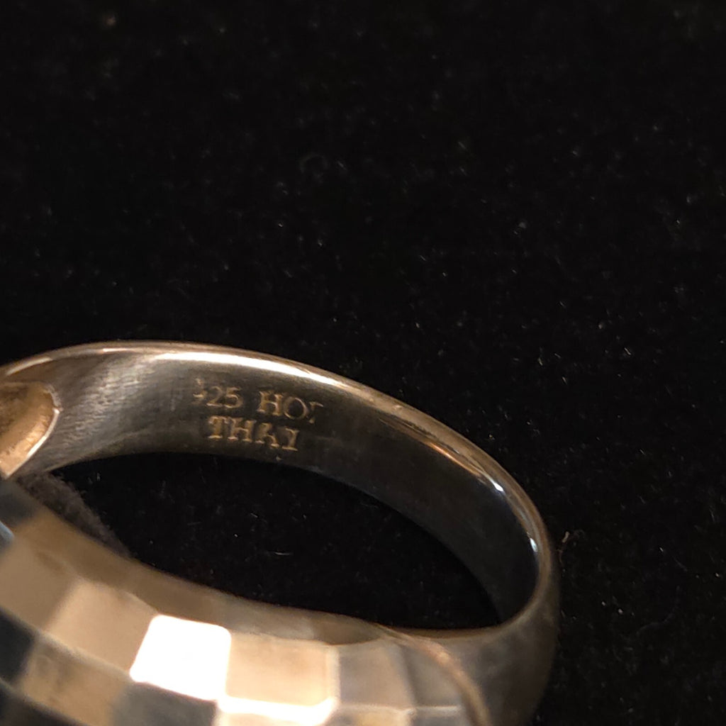 Vintage Size 8 Sterling Silver Diamond-Cut Disco Ring