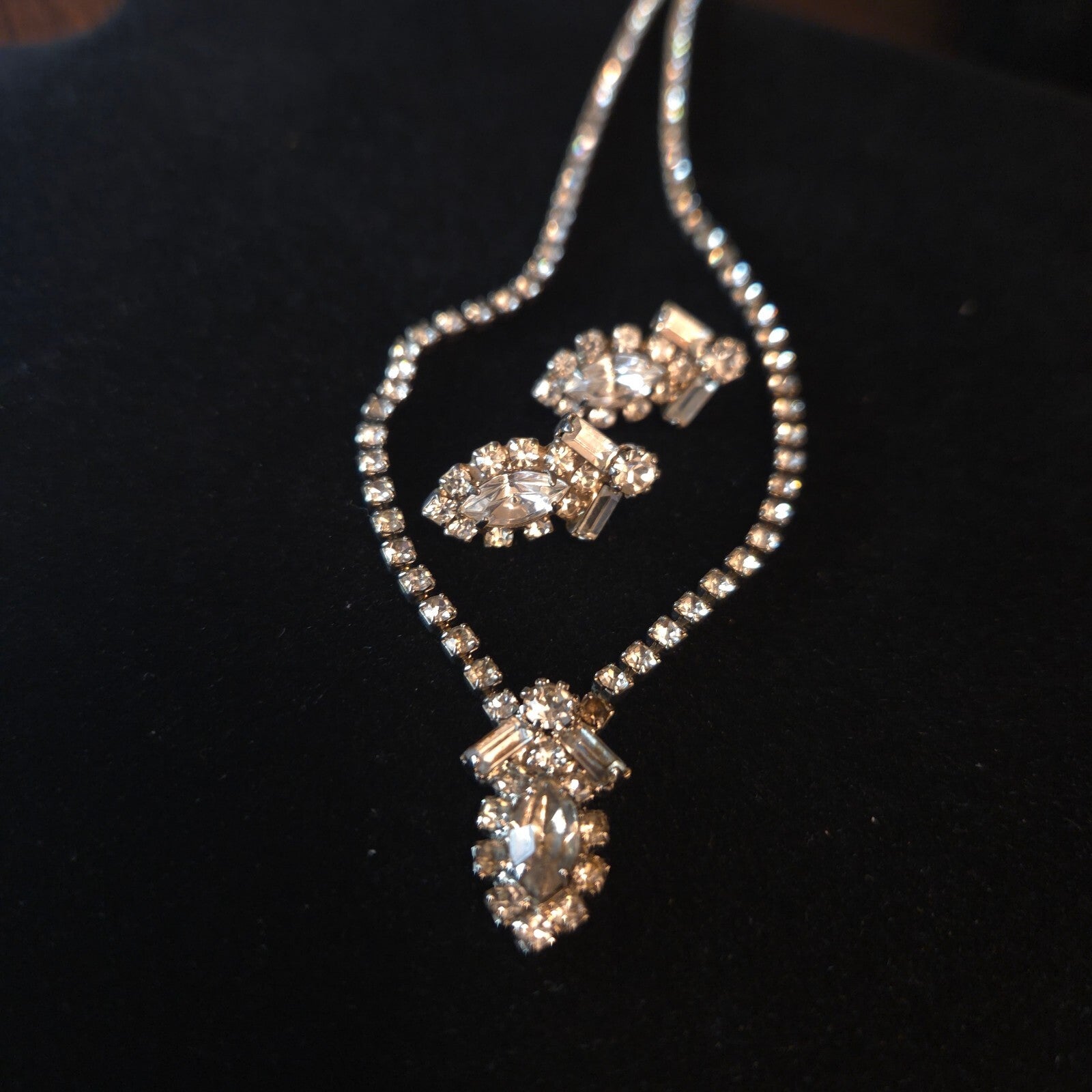 Vintage Rhinestone Necklace and Earring Set