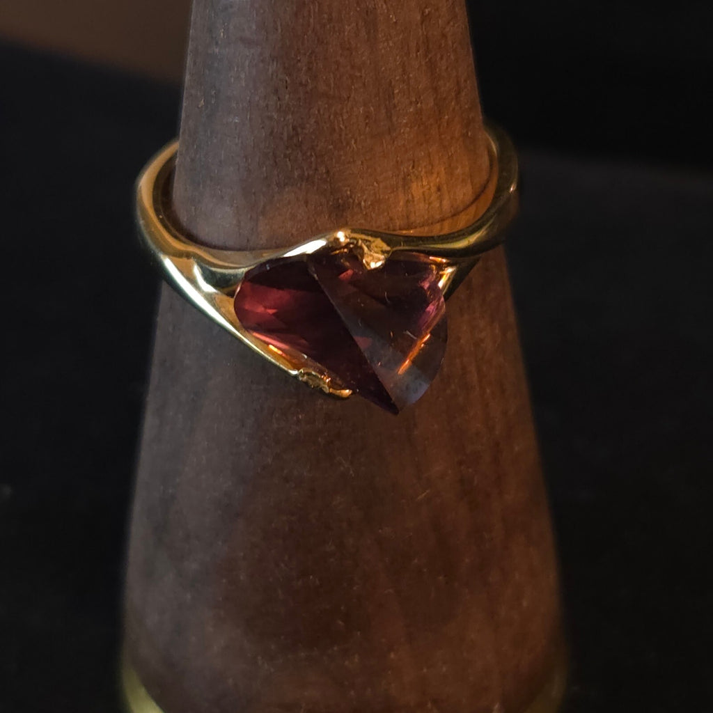 Vintage Amethyst Glass 18K Gold Electroplated Ring Size 10