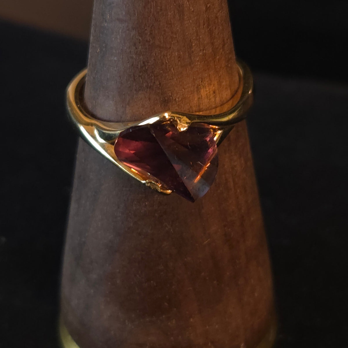 Vintage Amethyst Glass 18K Gold Electroplated Ring Size 10