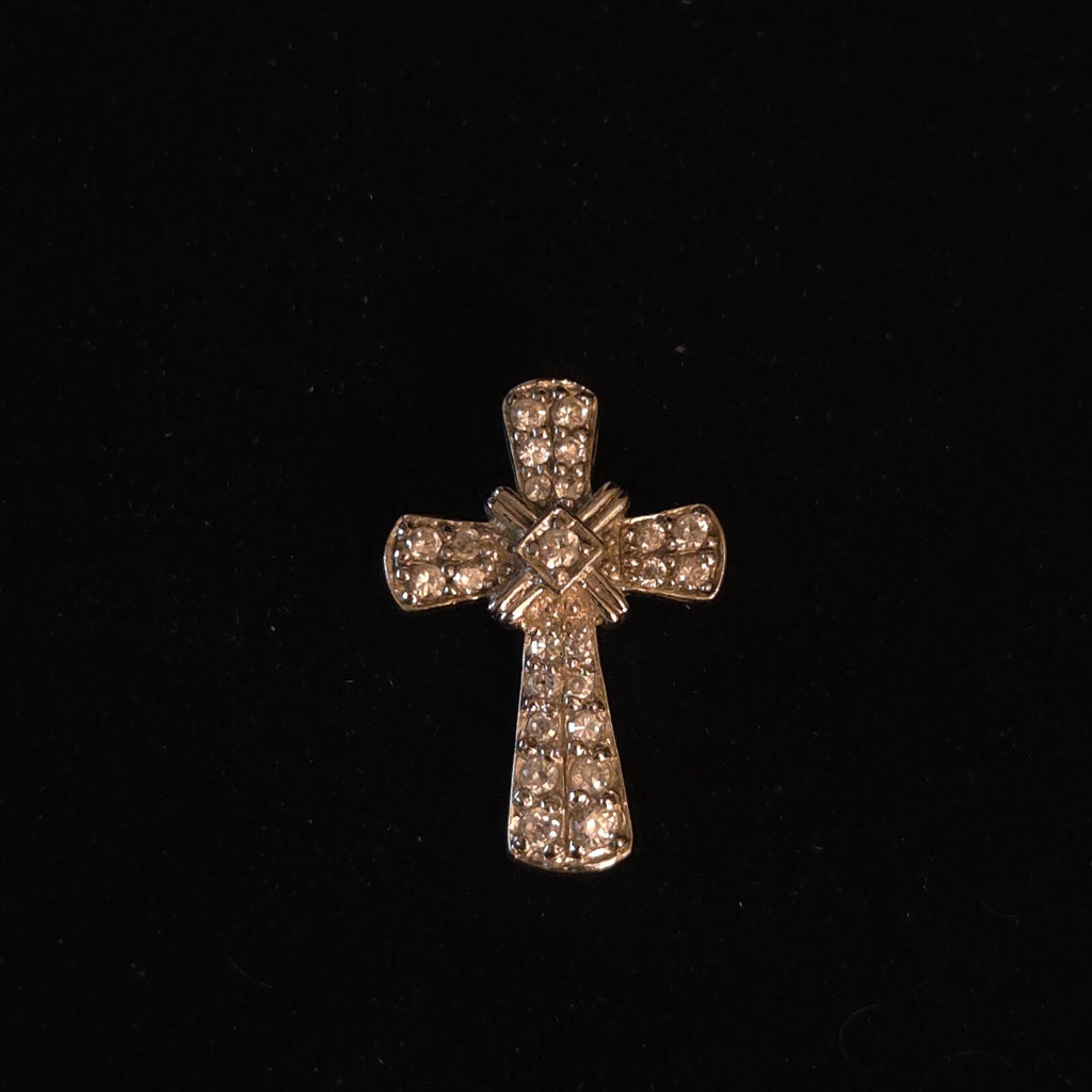 Sterling Silver 7/8" CZ Cross Pendant