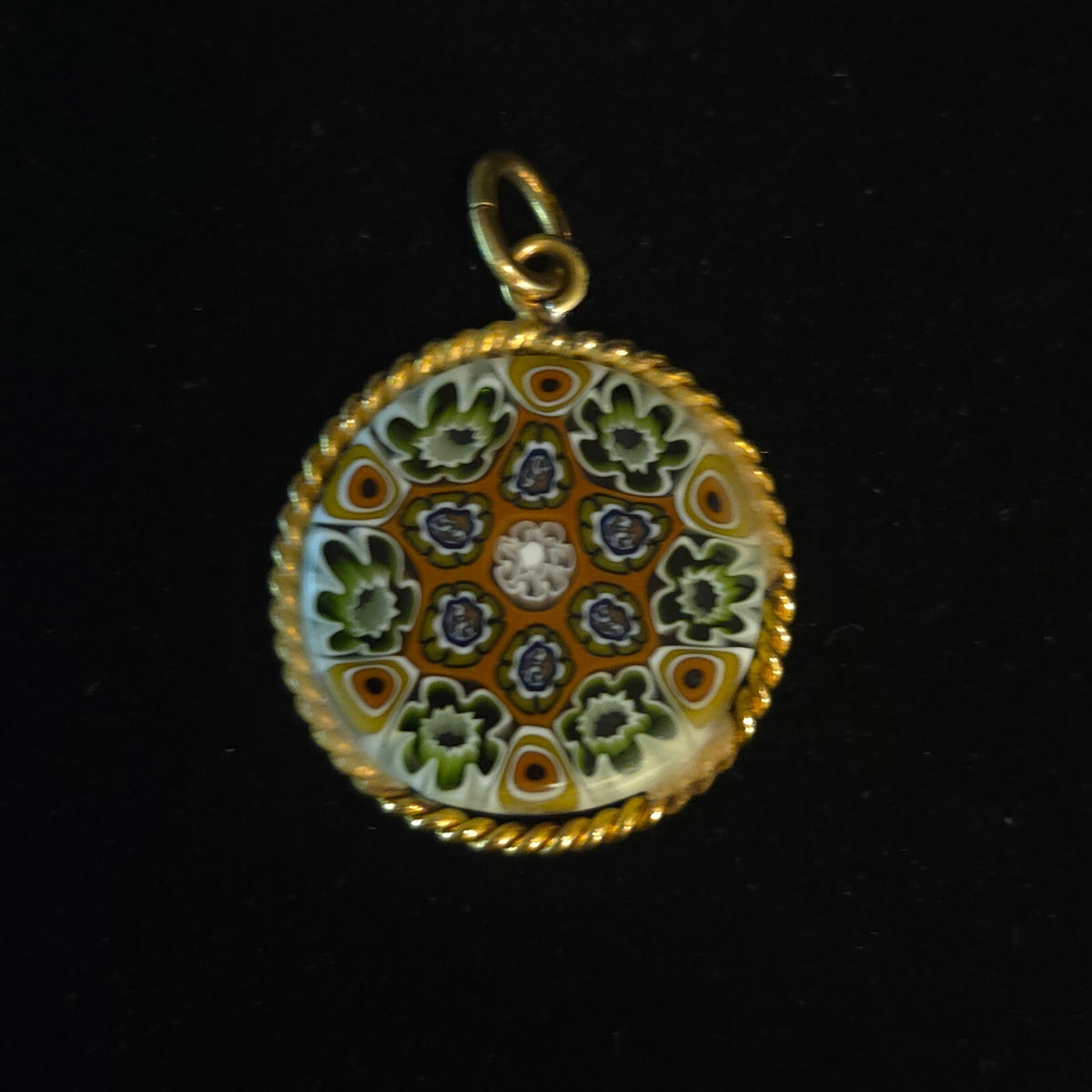 Vintage Gold-plated Italian Millefiori Art Glass Pendant