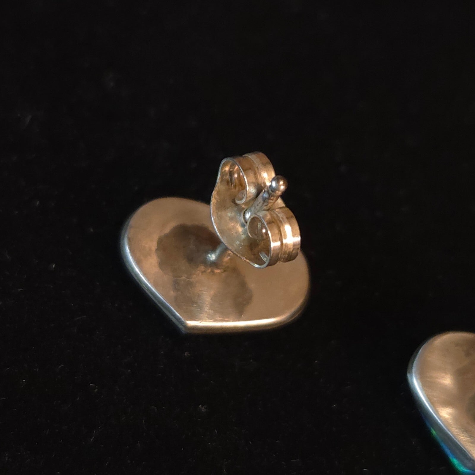 Sterling Silver Blue/Green Fire Opal Heart Post Earrings