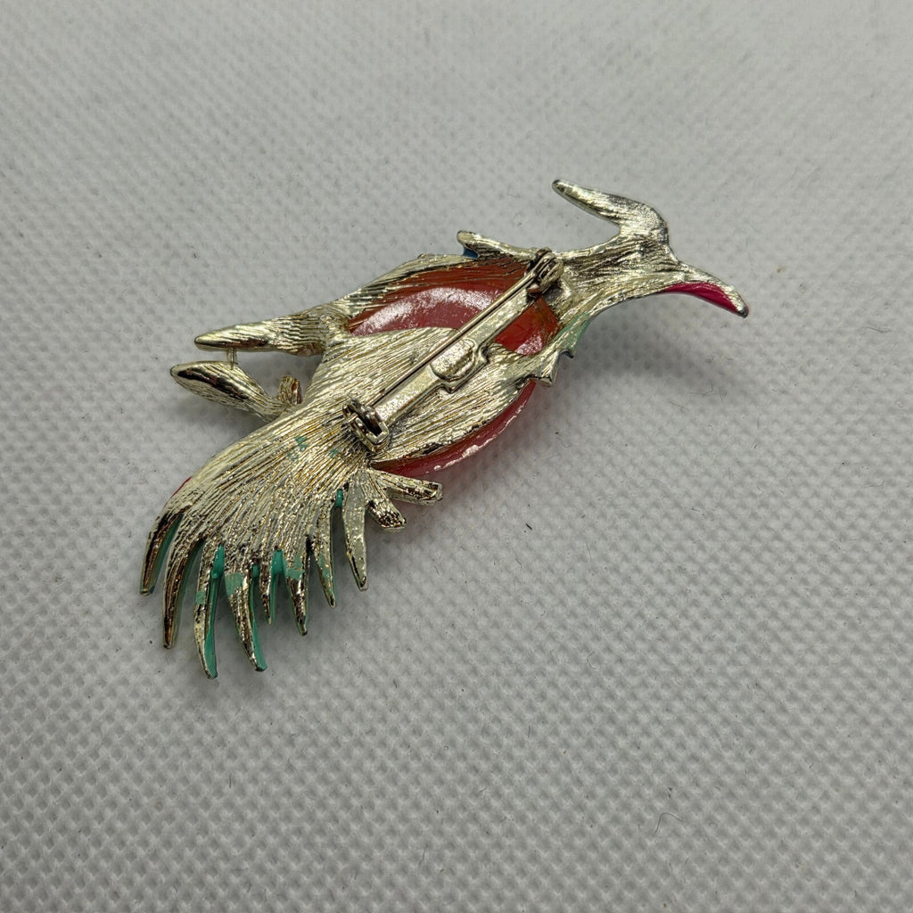 Vintage "jelly belly" Exotic Bird Brooch