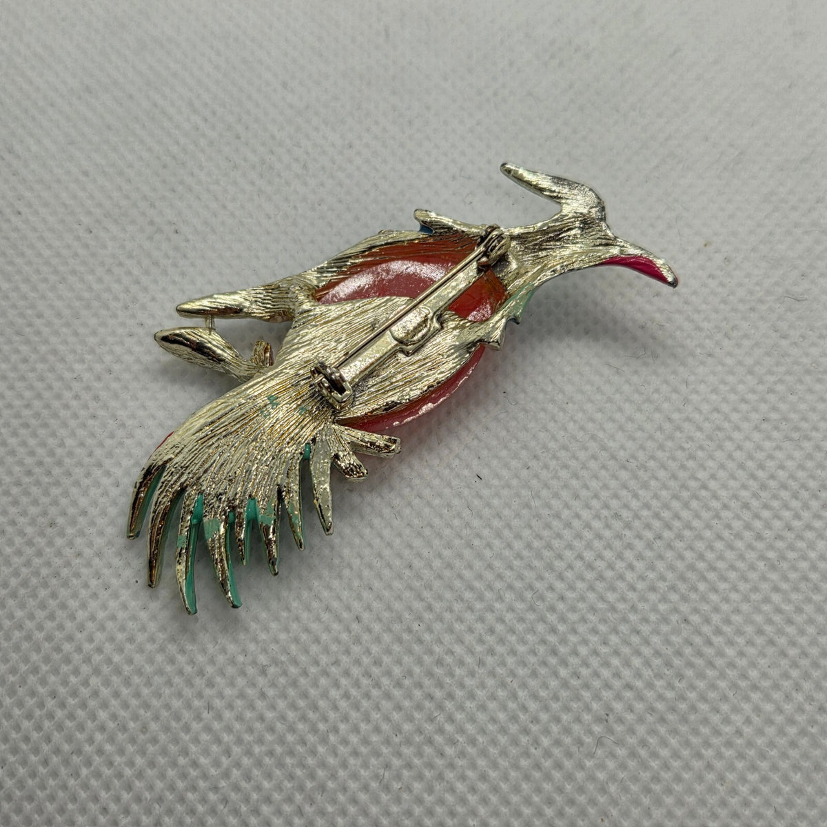Vintage "jelly belly" Exotic Bird Brooch