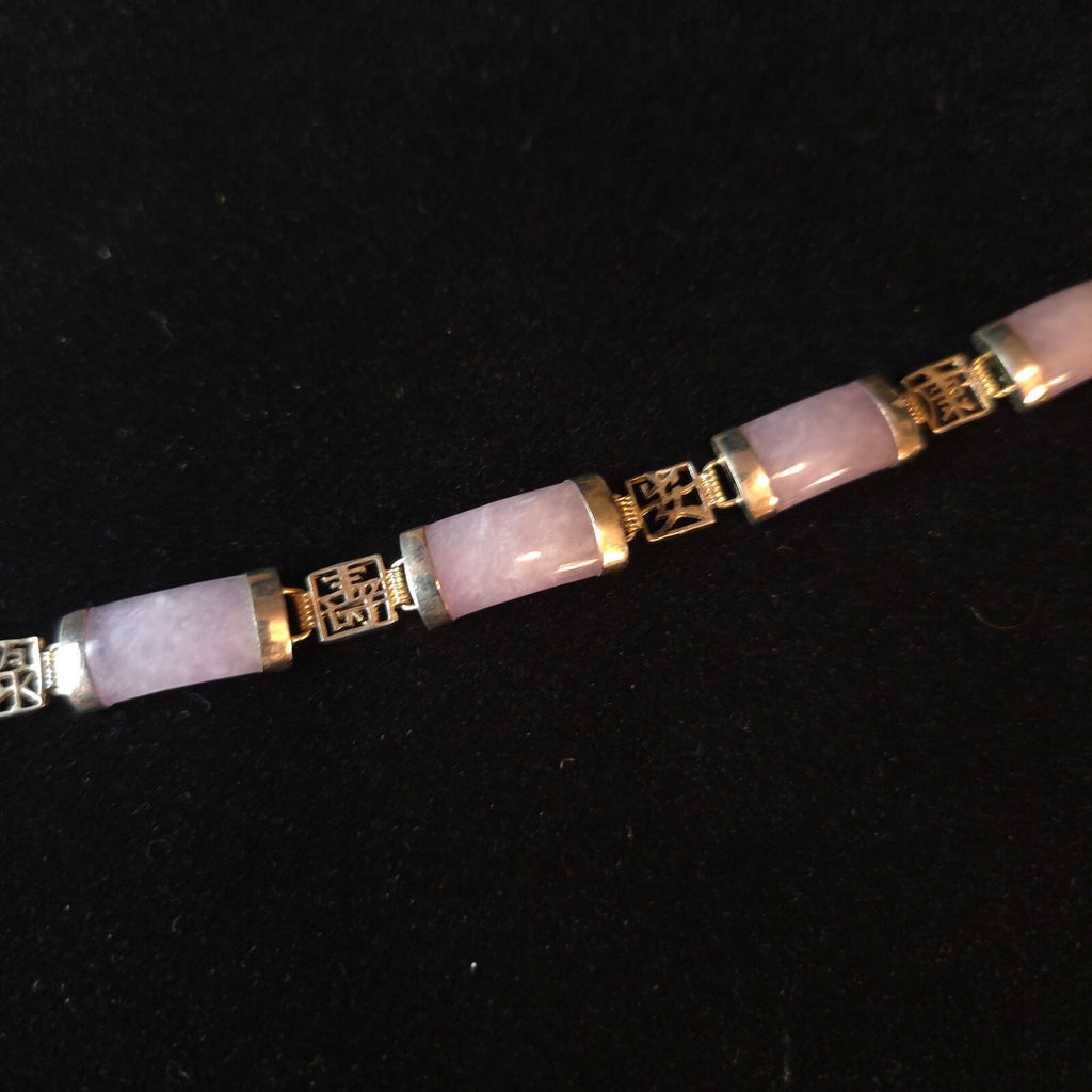 Vintage Gold over Sterling Silver Lavender Jade Bracelet