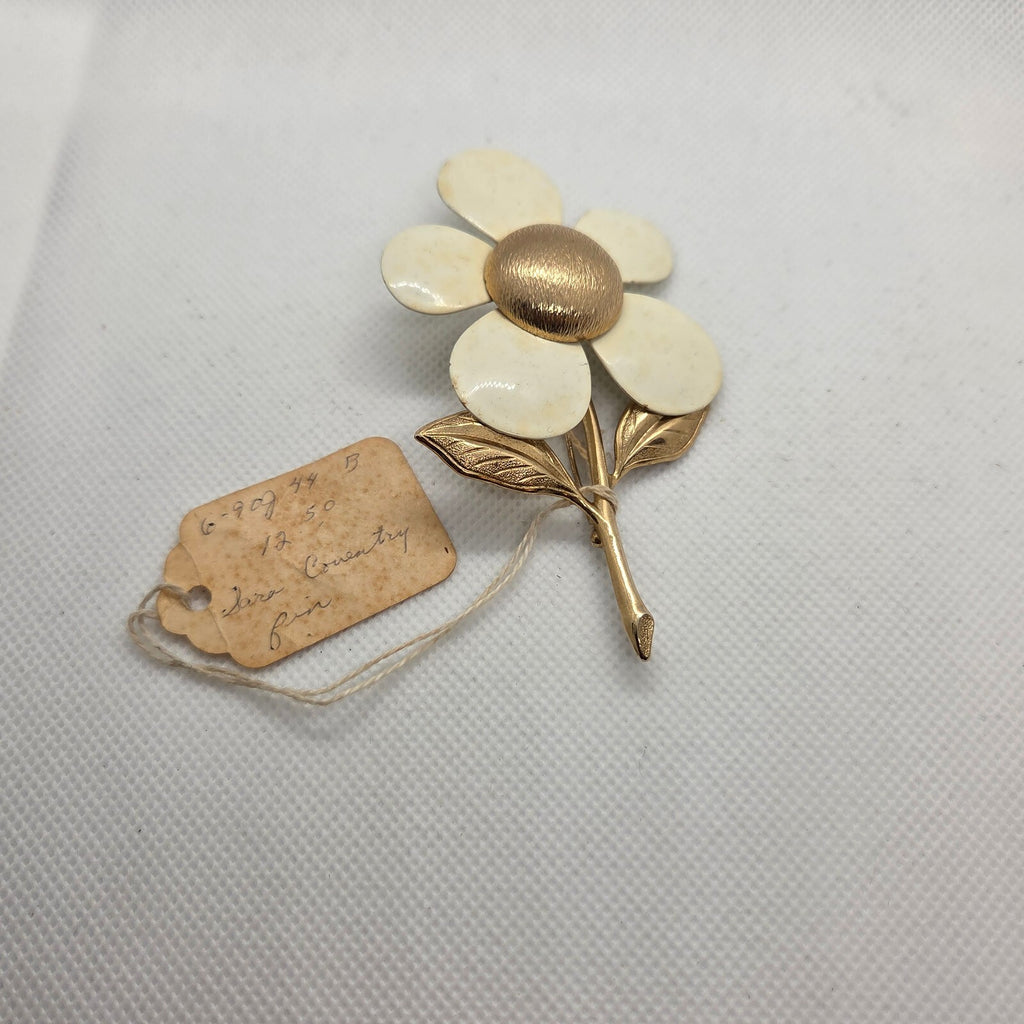 Vintage 4" Sarah Coventry Gold-Tone Daisy Flower Brooch