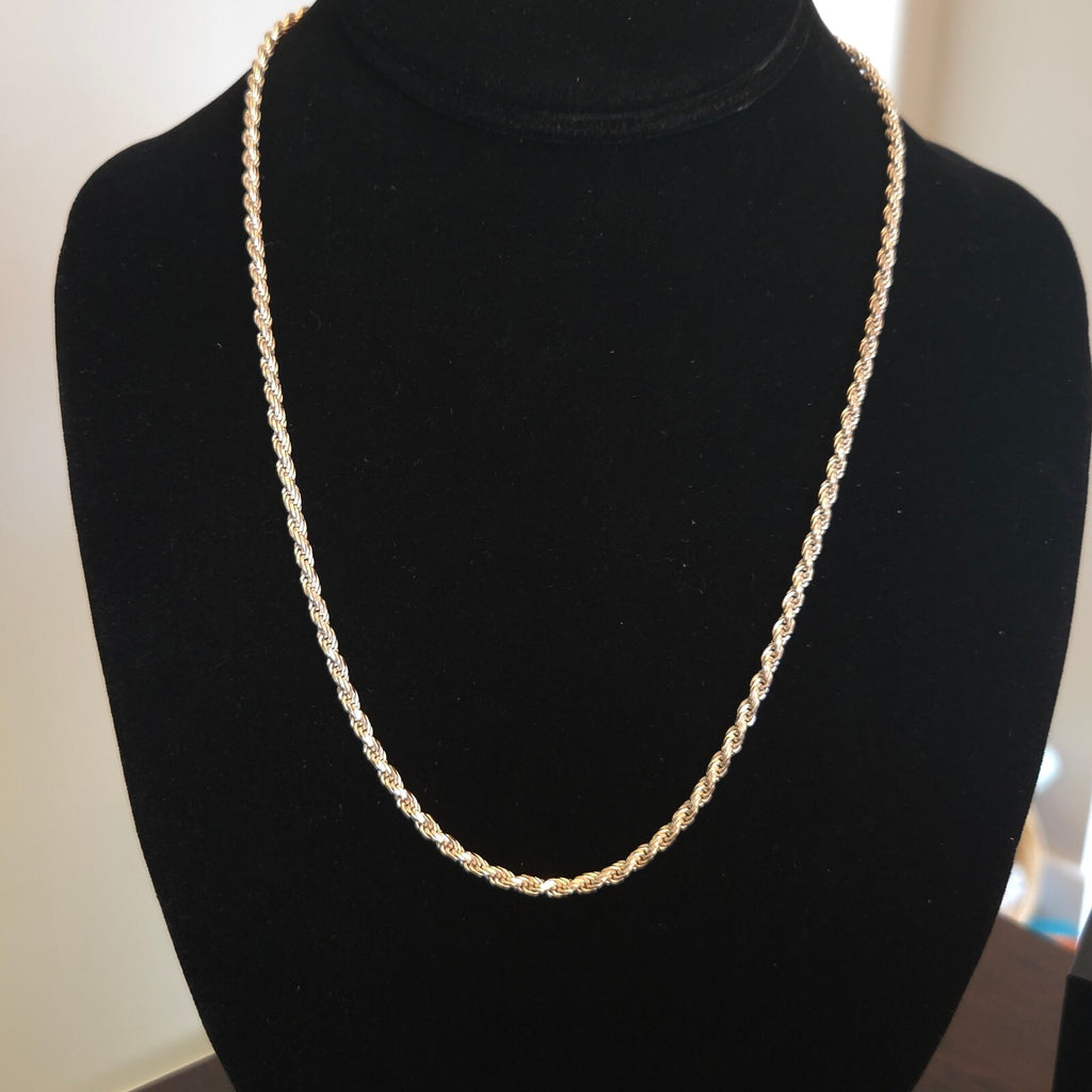 Italian Sterling Silver 22" Diamond-cut Rope Chain
